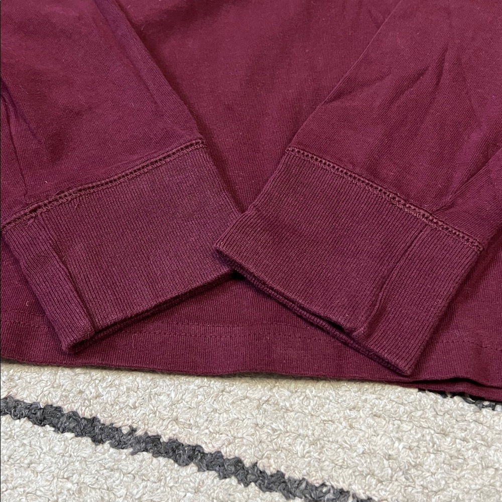 Abercrombie & Fitch Burgundy Henley Long sleeve Shirt with Navy Trim - Picture 7 of 7